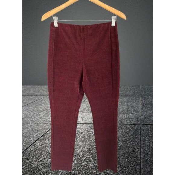 Theory Womens Pants in Burgundy Slim-Fit Cotton Velvet  Holliday Evening  Size 8 - Picture 1 of 7